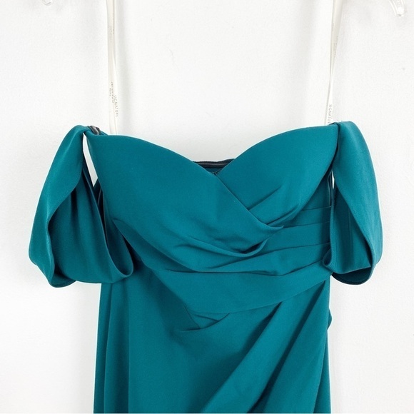 Galina Signature Gem/Dark Green Off the Shoulder Bridesmaid Dress Sz 4 - Picture 7 of 14